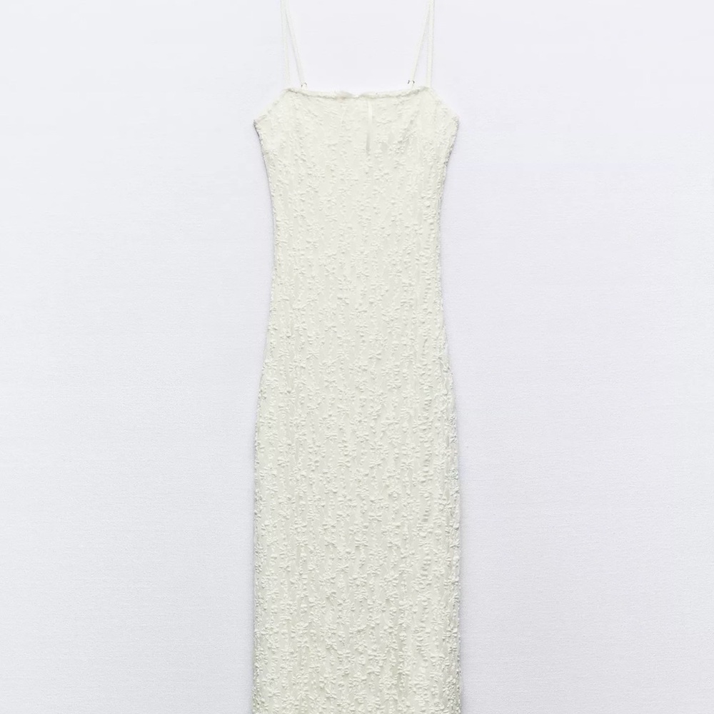 Zara Thin Strap Cream Lace Dress